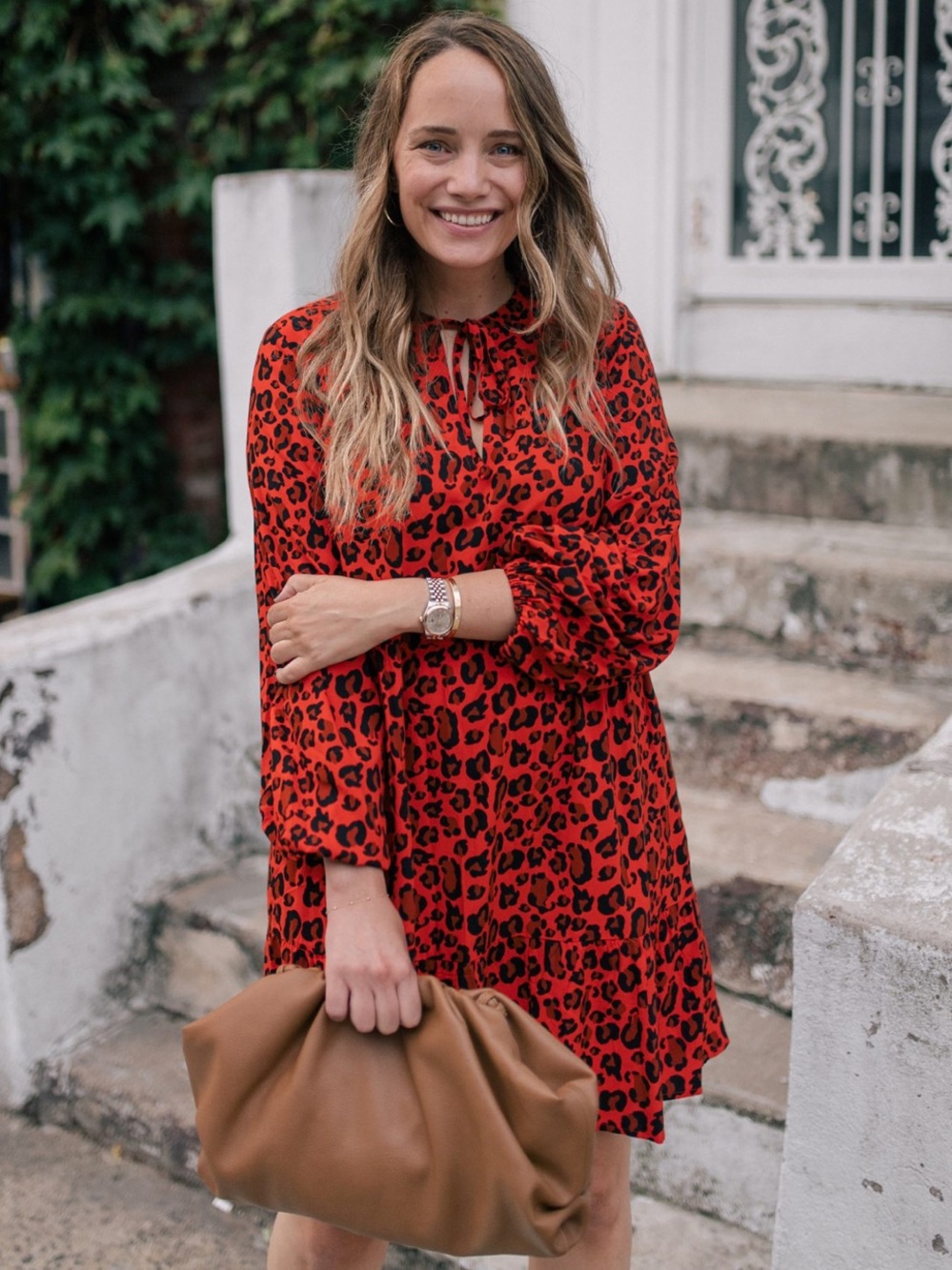Grace Atwood The Drop Red Leopard Dress